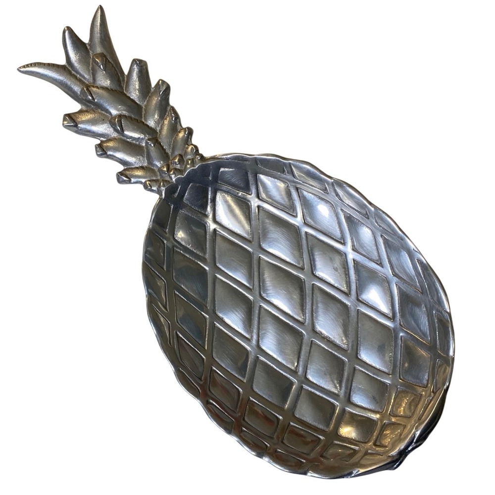 Bruce Fox Designs Pineapple Aluminum Serving Tray Dish‎ Silver Tropical